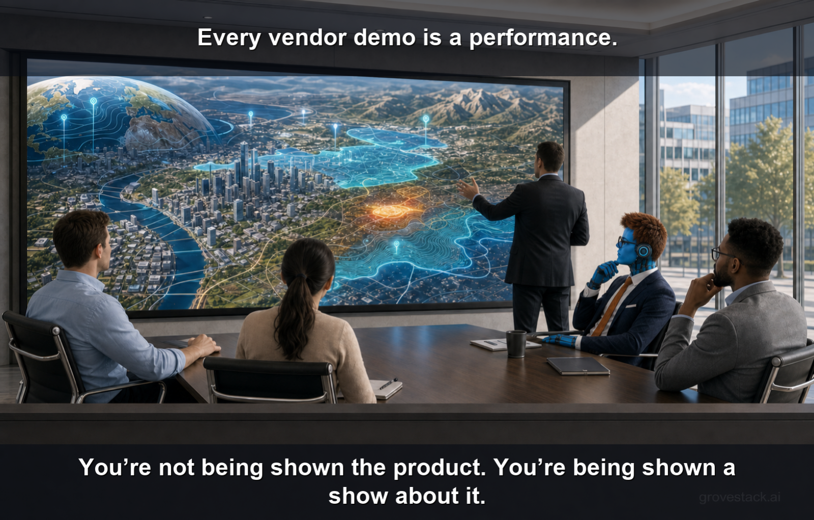 AI Theater — slide 1 of 5