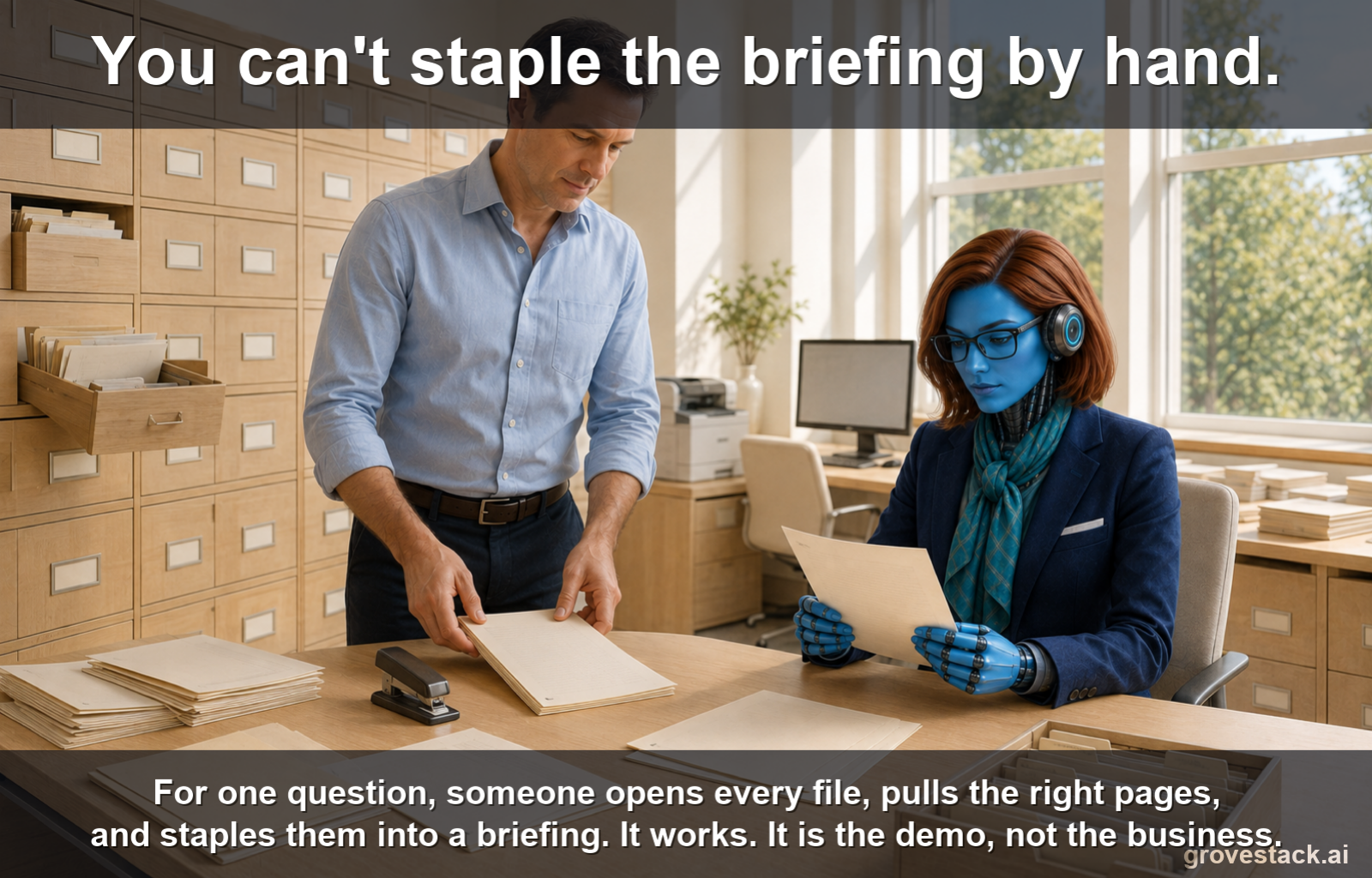 You Can't Staple the Briefing by Hand, slide 1 of 4